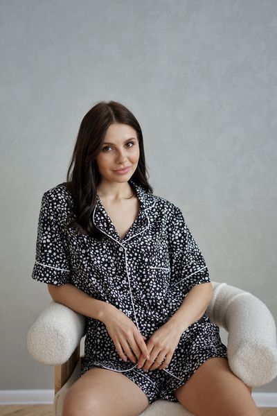 Піжама літня Short 1/1 Софт; Принт Плямистий Чорний 100270 фото